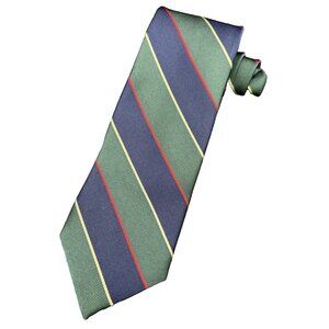 Brooks Brothers REPP Men's Tie Silk Blend Green Red Yellow Blue Striped Designer